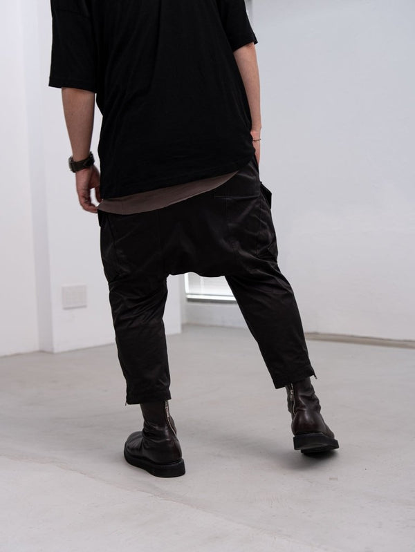 Velvet Suede Sarouel Crop Pants [BLACK] - PRY