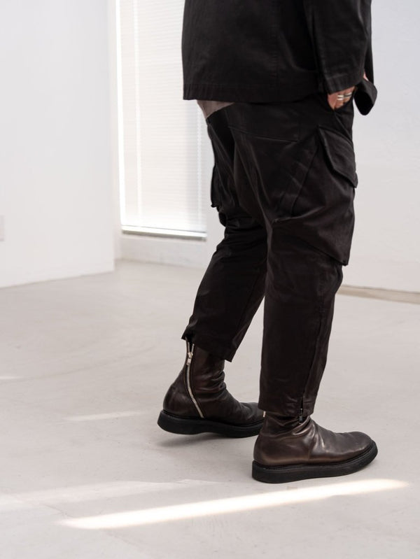 Velvet Suede Sarouel Crop Pants [BLACK] - PRY