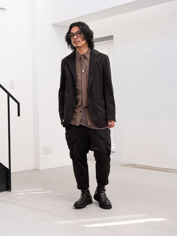 Velvet Suede Tailored Jacket [BLACK] - PRY