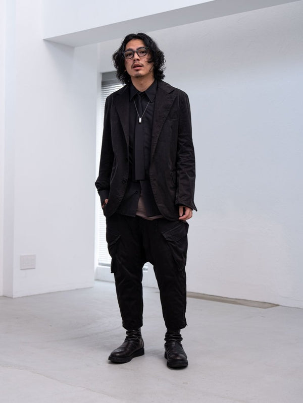 Velvet Suede Tailored Jacket [BLACK] - PRY