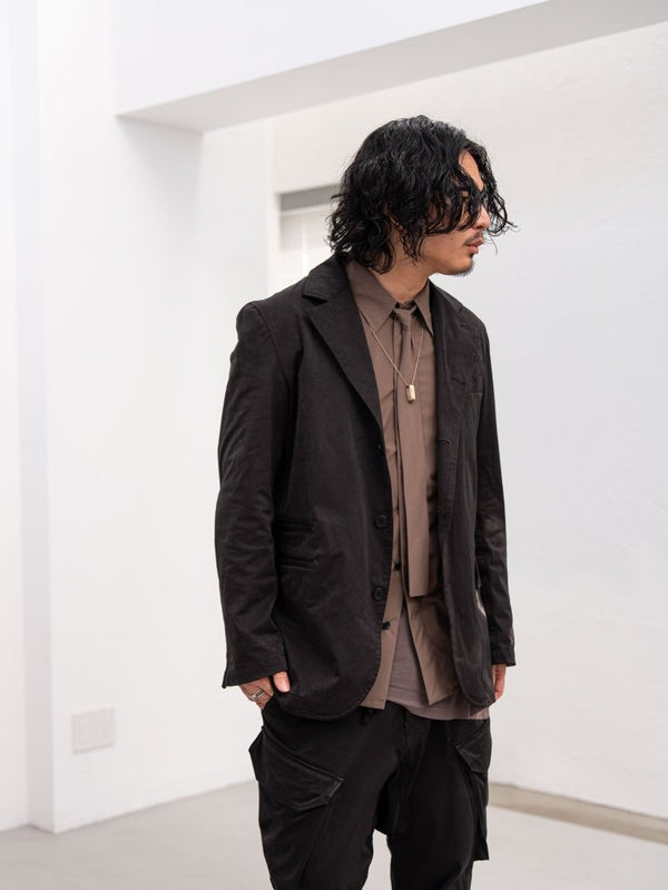 Velvet Suede Tailored Jacket [BLACK] - PRY