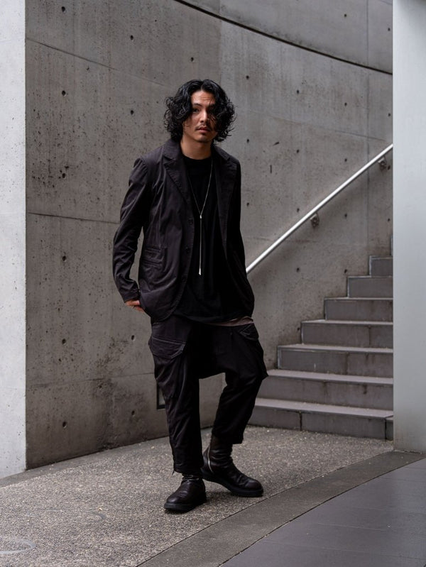 Velvet Suede Tailored Jacket [BLACK] - PRY