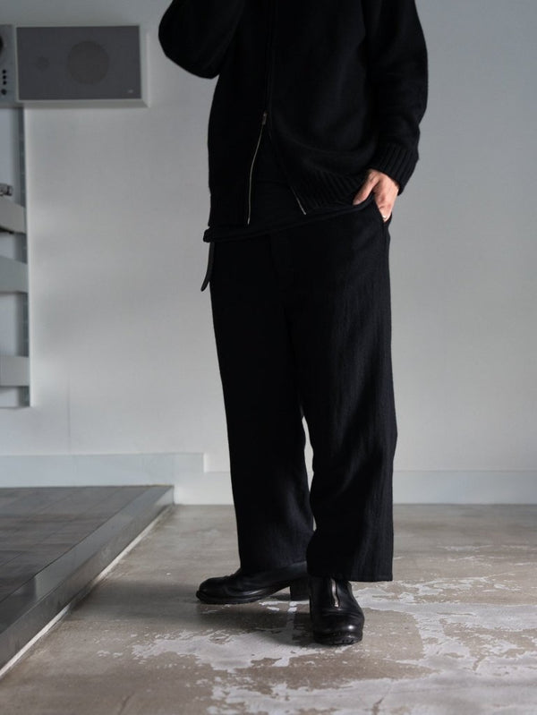 Washed Serge Sarouel Wide Pants【black】 - PRY