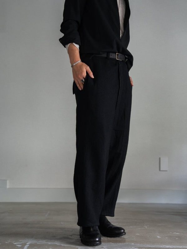 Washed Serge Sarouel Wide Pants【black】 - PRY