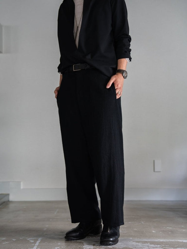 Washed Serge Sarouel Wide Pants【black】 - PRY