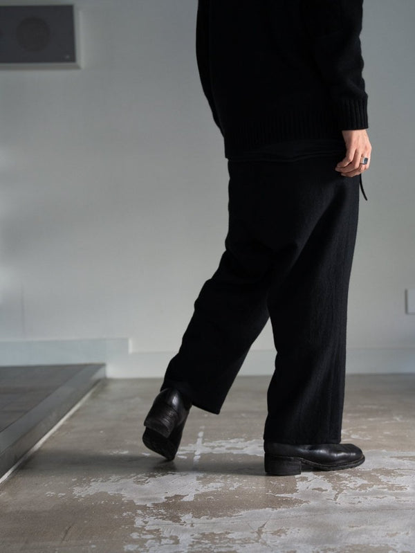 Washed Serge Sarouel Wide Pants【black】 - PRY