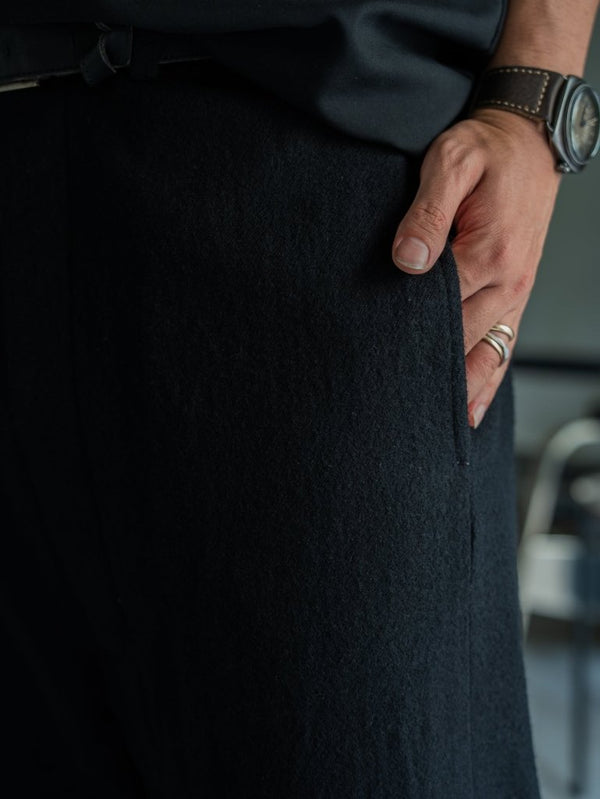 Washed Serge Sarouel Wide Pants【black】 - PRY