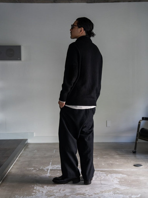 Washed Serge Sarouel Wide Pants【black】 - PRY