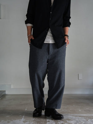Washed Serge Sarouel Wide Pants【dark gray】 - PRY