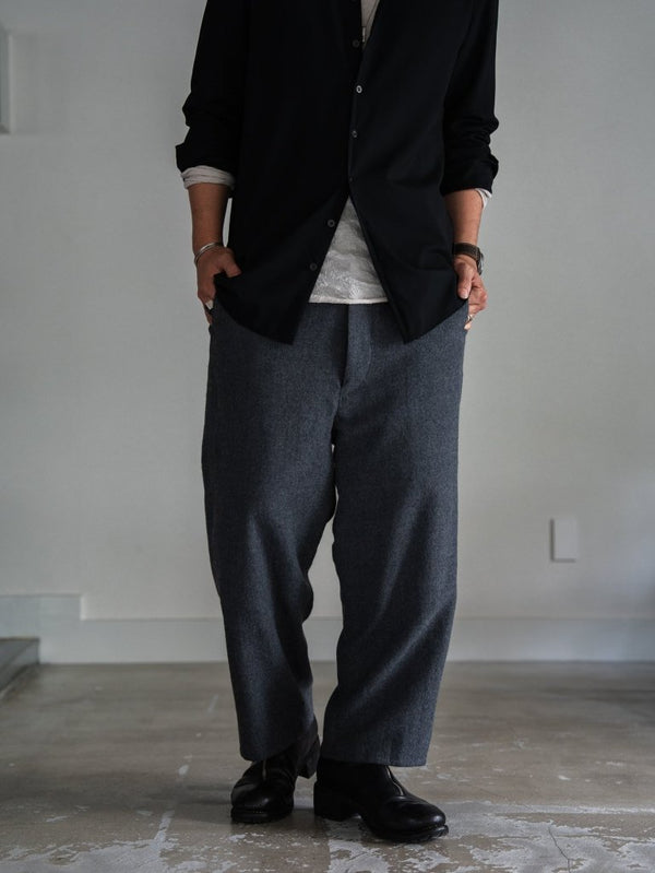 Washed Serge Sarouel Wide Pants【dark gray】 - PRY