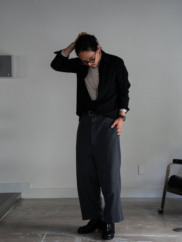 Washed Serge Sarouel Wide Pants【dark gray】 - PRY