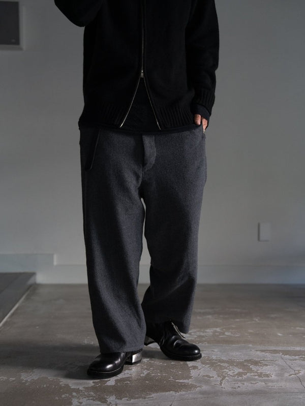 Washed Serge Sarouel Wide Pants【dark gray】 - PRY