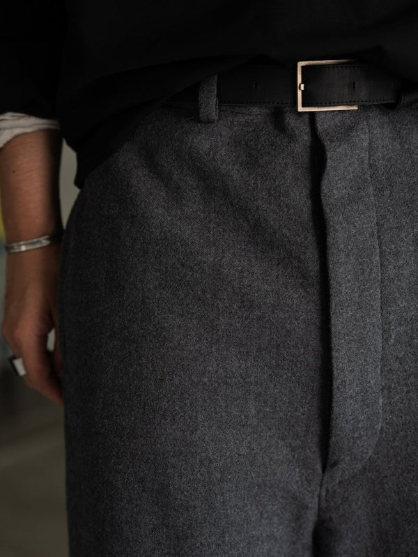 Washed Serge Sarouel Wide Pants【dark gray】 - PRY
