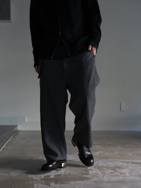 Washed Serge Sarouel Wide Pants【dark gray】 - PRY