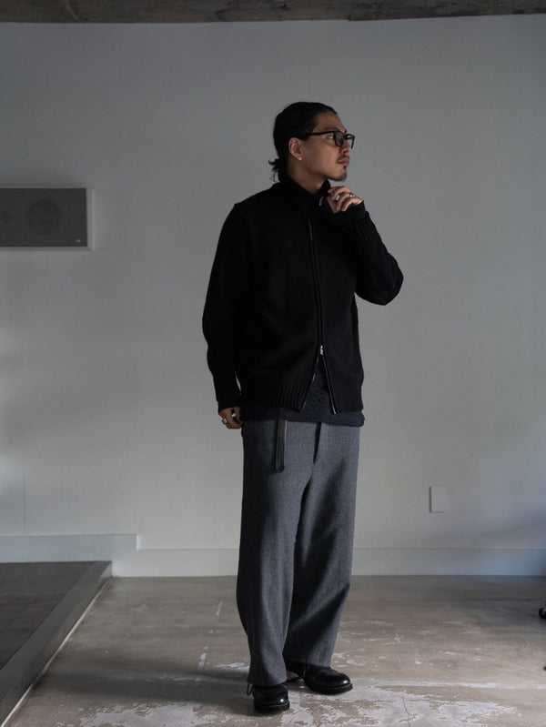Washed Serge Sarouel Wide Pants【dark gray】 - PRY