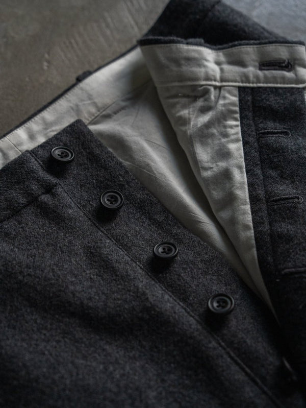 Washed Serge Sarouel Wide Pants【dark gray】 - PRY