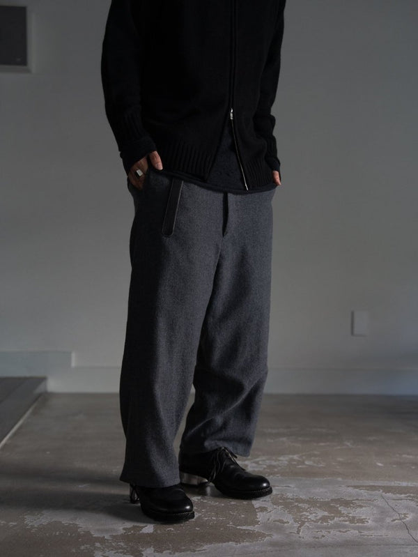 Washed Serge Sarouel Wide Pants【dark gray】 - PRY