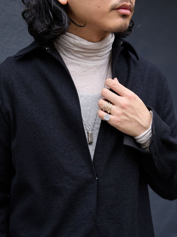 Washed Serge Vareuse Shirt Jacket 【black】 - PRY