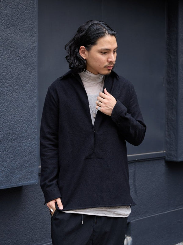 Washed Serge Vareuse Shirt Jacket 【black】 - PRY