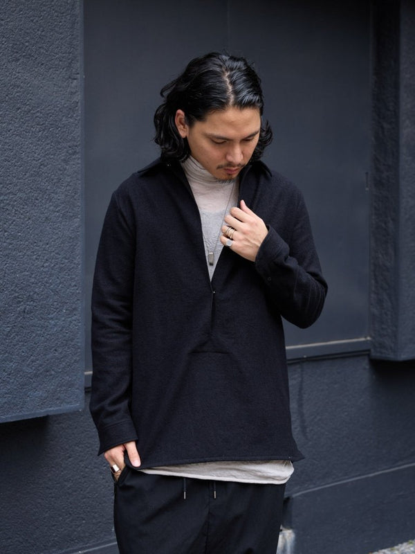 Washed Serge Vareuse Shirt Jacket 【black】 - PRY