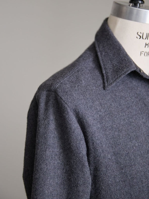 Washed Serge Vareuse Shirt Jacket【dark gray】 - PRY