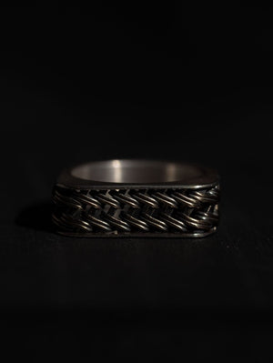 Woven Signet Ring [k10 gold+slv925] - PRY
