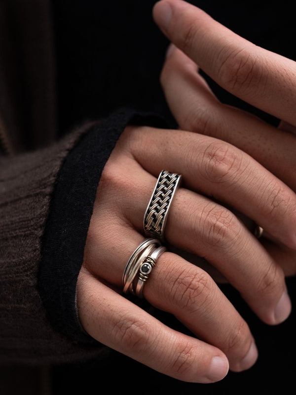Woven Signet Ring [k10 gold+slv925] - PRY