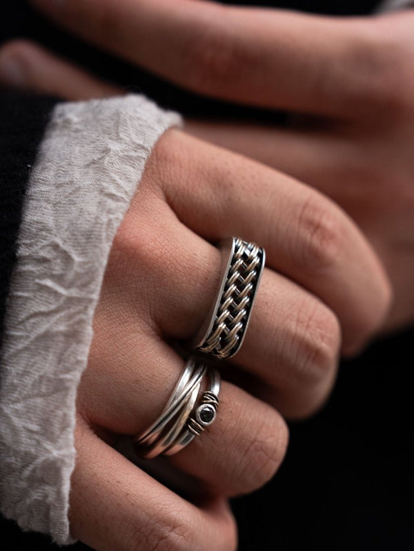 Woven Signet Ring [k10 gold+slv925] - PRY