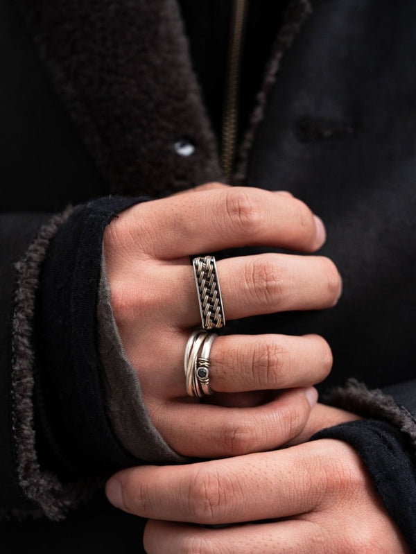 Woven Signet Ring [k10 gold+slv925] - PRY