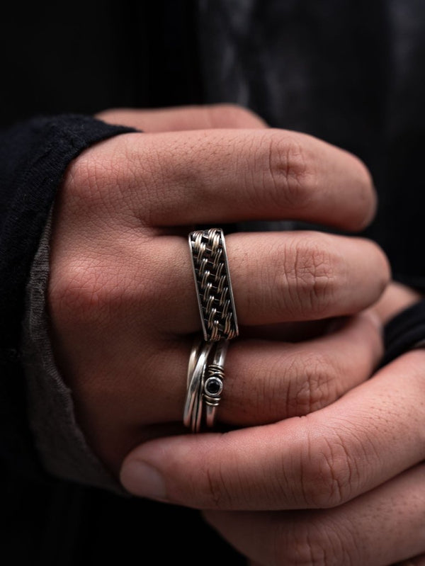 Woven Signet Ring [k10 gold+slv925] - PRY