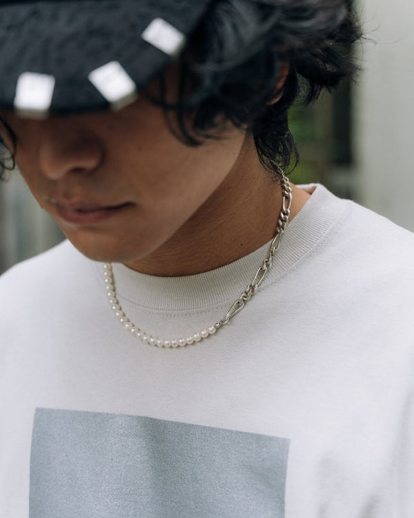 Silver & White Pearl Chain Necklace - PRY / プライ
