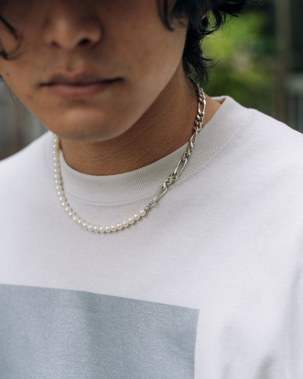Silver & White Pearl Chain Necklace - PRY / プライ